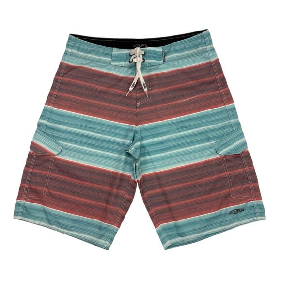Palmwave Board Shorts Mens 32 Striped Swim Trunks Surf Beachwear Microfiber - Picture 1 of 12